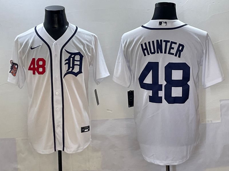 Men 2025 Detroit Tigers 48 Hunter White Game Nike MLB Jersey style 4
